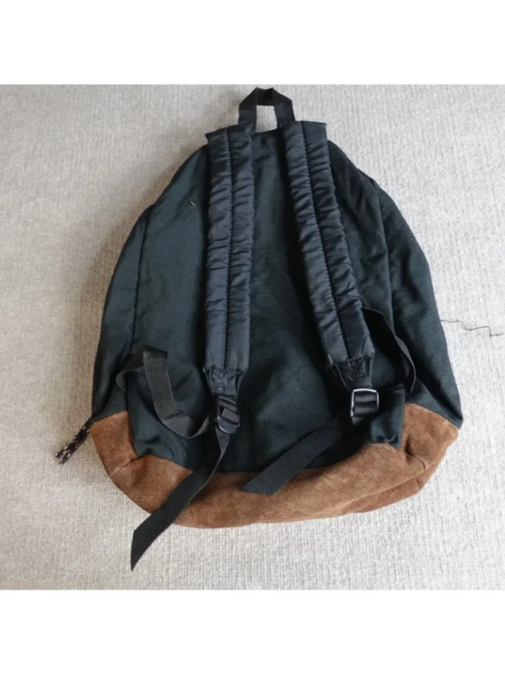 Vintage Jansport Backpack Black Solid Suede Bottom